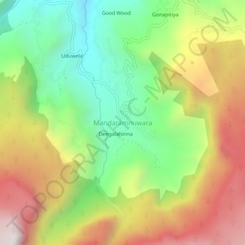 Mandaramnuwara topographic map, elevation, terrain