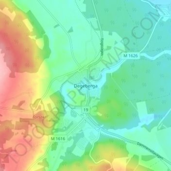 Degeberga topographic map, elevation, terrain