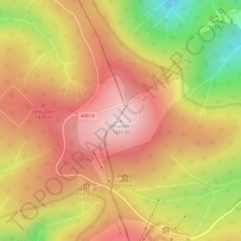 Altvater topographic map, elevation, terrain