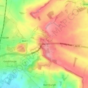 Hickleton topographic map, elevation, terrain