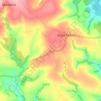 St Ive topographic map, elevation, terrain