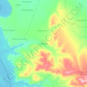 Chattroh topographic map, elevation, terrain