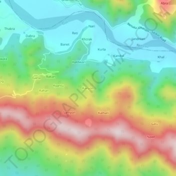 Kanyon topographic map, elevation, terrain