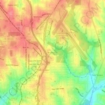 Brookwood topographic map, elevation, terrain