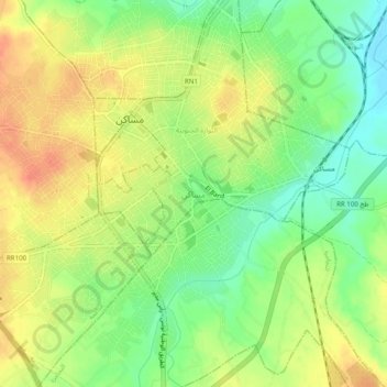 Msaken topographic map, elevation, terrain