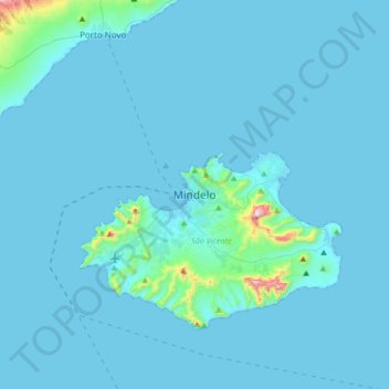Mindelo topographic map, elevation, terrain