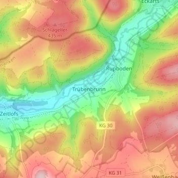 Trübenbrunn topographic map, elevation, terrain