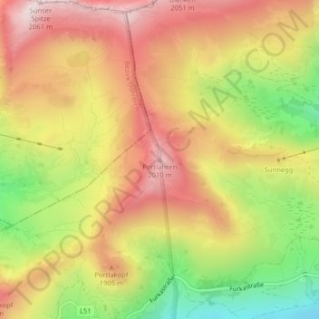 Portlahorn topographic map, elevation, terrain