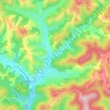 Visca topographic map, elevation, terrain