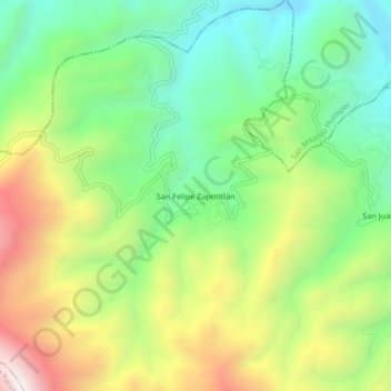 San Felipe Zapotitlán topographic map, elevation, terrain