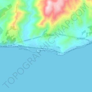 Palizzi Marina topographic map, elevation, terrain