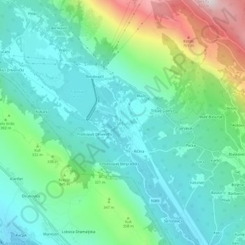 Tribalj topographic map, elevation, terrain