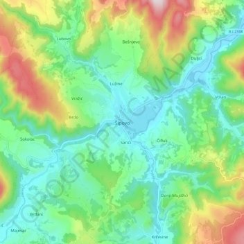 Šipovo topographic map, elevation, terrain