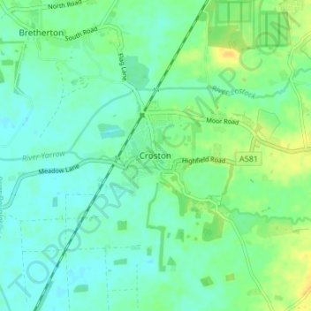 Croston topographic map, elevation, terrain