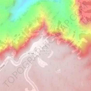 Desert View Point topographic map, elevation, terrain