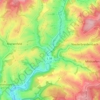 Alefeld topographic map, elevation, terrain
