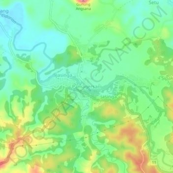 Pamagersari topographic map, elevation, terrain