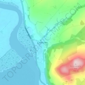 Creetown topographic map, elevation, terrain