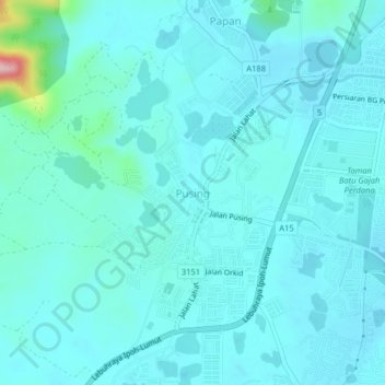 Pusing topographic map, elevation, terrain