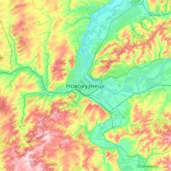 Novokuznetsk topographic map, elevation, terrain