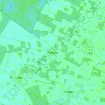 Ranzau topographic map, elevation, terrain