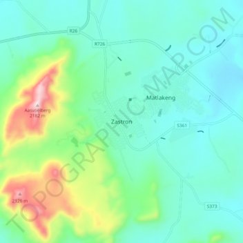 Zastron topographic map, elevation, terrain