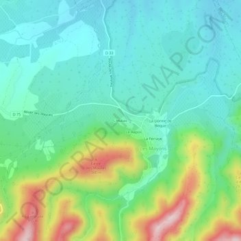 L'Hubac topographic map, elevation, terrain