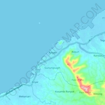 Anyer topographic map, elevation, terrain