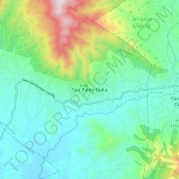 San Pablo Guilá topographic map, elevation, terrain