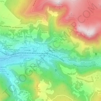 Les Planches topographic map, elevation, terrain