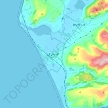 Tywyn topographic map, elevation, terrain