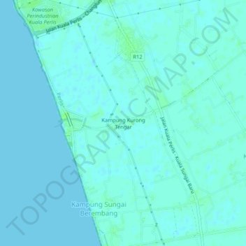 Kampung Kurong Tengar topographic map, elevation, terrain