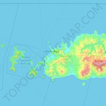 Kabupaten Manggarai Barat topographic map, elevation, terrain