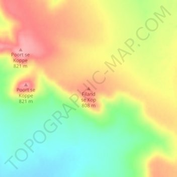 Filand se Kop topographic map, elevation, terrain