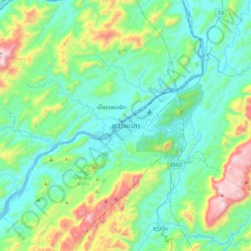 Luang Prabang topographic map, elevation, terrain
