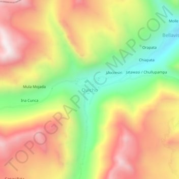 Quicho topographic map, elevation, terrain