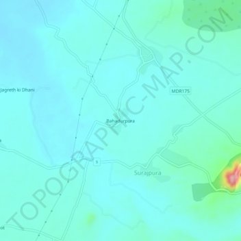 Bahadurpura topographic map, elevation, terrain