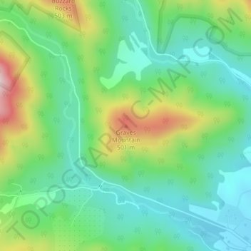 Graves Mountain topographic map, elevation, terrain