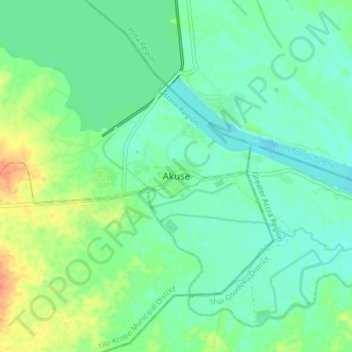 Akuse topographic map, elevation, terrain