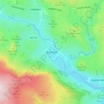 Burnsall topographic map, elevation, terrain