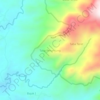 Taba Penanjung topographic map, elevation, terrain