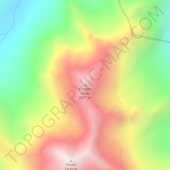 Copper Peak topographic map, elevation, terrain
