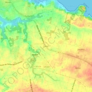 Claret topographic map, elevation, terrain