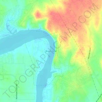 Brazos Bend topographic map, elevation, terrain