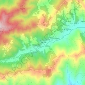 Gabbiano topographic map, elevation, terrain