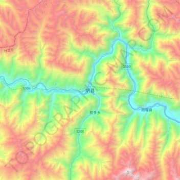 Nang topographic map, elevation, terrain