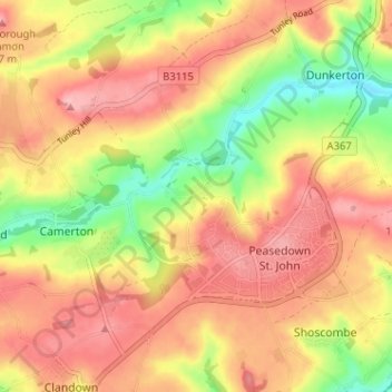 Carlingcott topographic map, elevation, terrain
