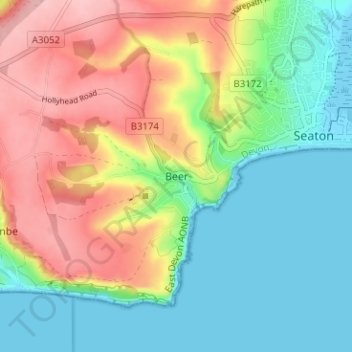 Beer topographic map, elevation, terrain