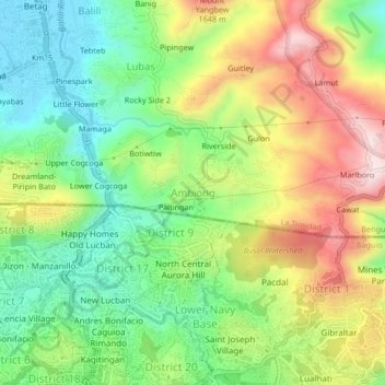 Ambiong topographic map, elevation, terrain