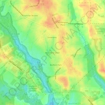 Waterford Green topographic map, elevation, terrain